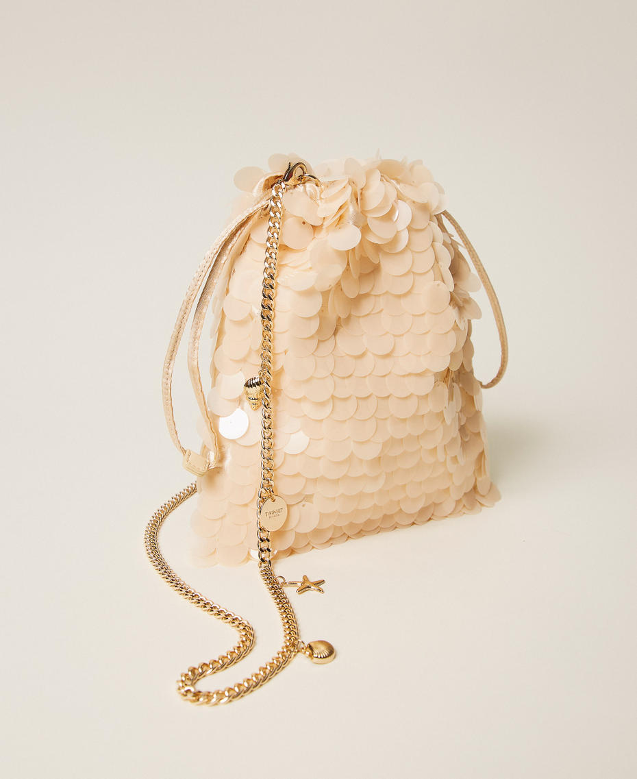 Pochette aus Satin mit Pailletten "Rope"-Beige Frau 261TL8020_12145_02