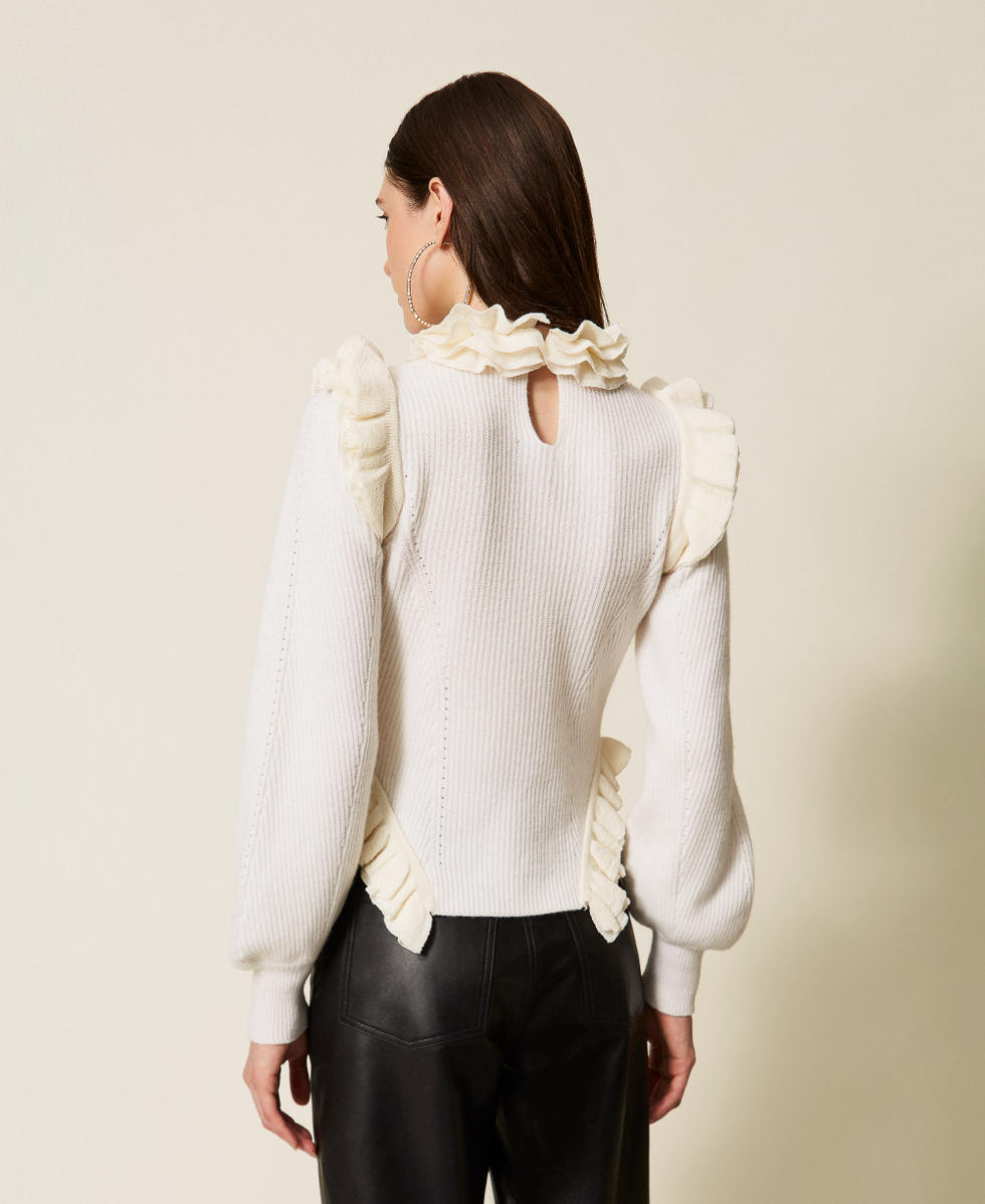 Maglia fitted in misto lana con volant