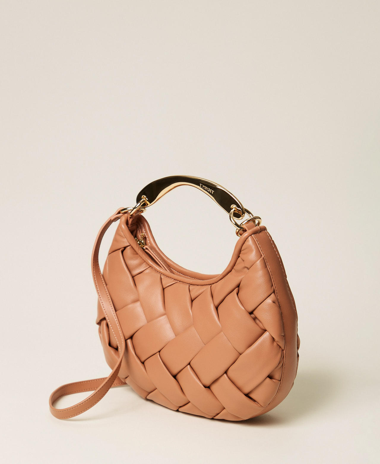 Handwoven &lsquo;Croissant&rsquo; bag Mocha Mousse Brown Woman 261TB7370_13168_02