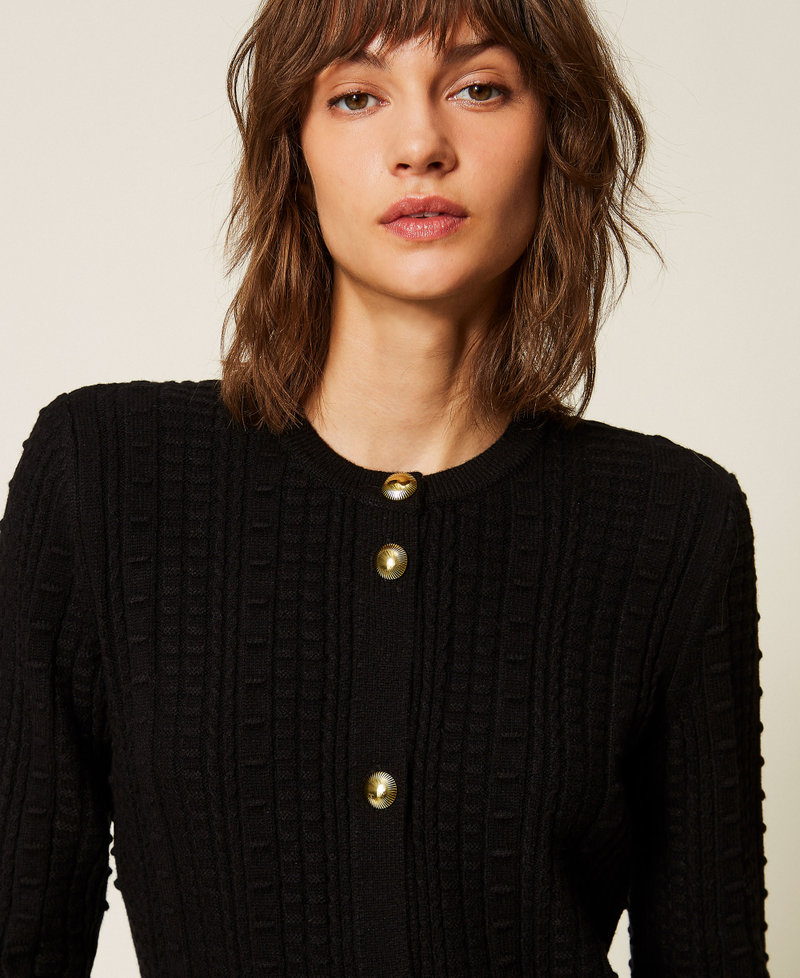 Abito-cardigan corto con bottoni in metallo Nero Donna 262TP3100_00006_04
