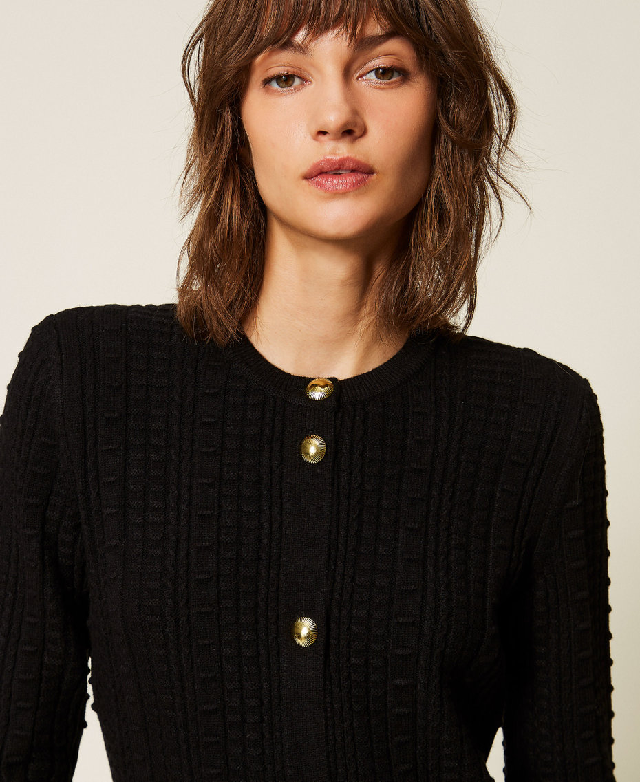 Abito-cardigan corto con bottoni in metallo Nero Donna 262TP3100_00006_04