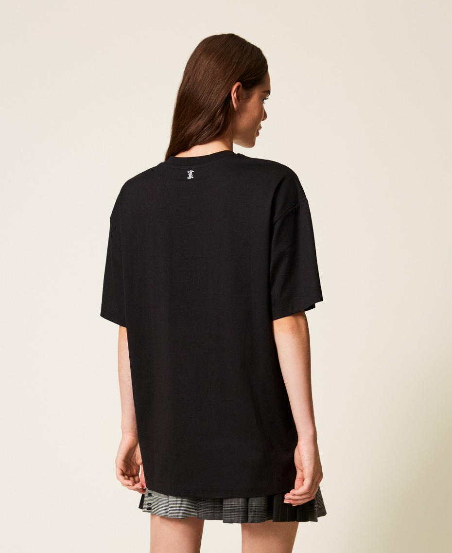 MYFO oversized T-shirt with print Black/Pink Butterfly Woman 252AQ2120_12887_03