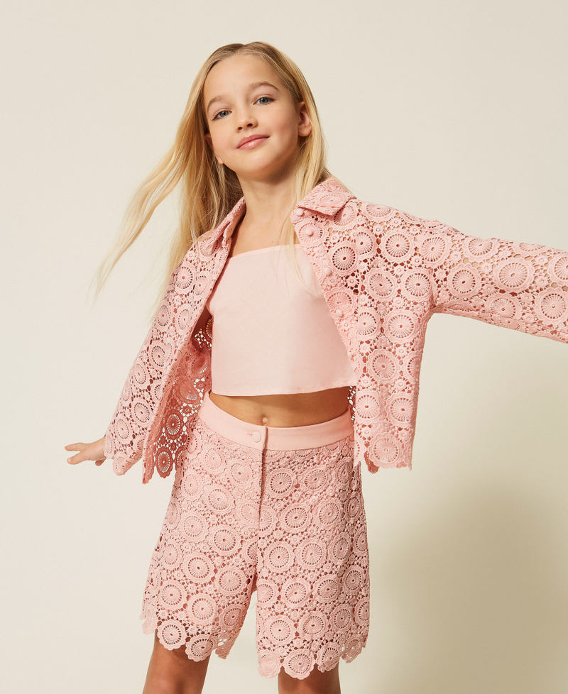 Macram&eacute; lace boxy shirt Pink Dancer Girl 261GJ2Q25_10021_T0