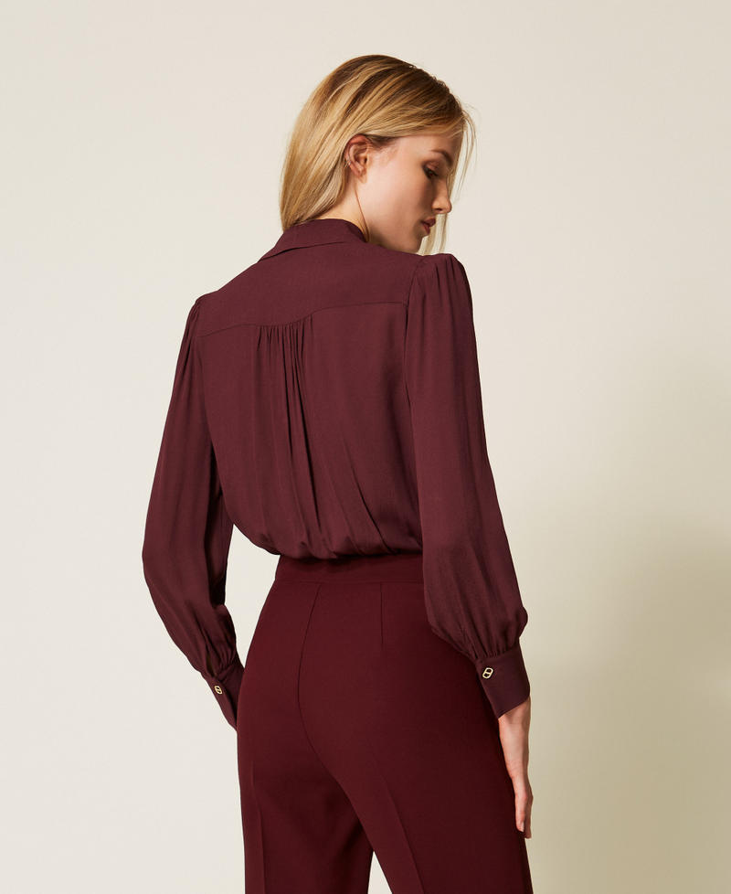 Body en crêpe de Chine avec fronces Violet « Winetasting » Femme 252TP2293_05609_03