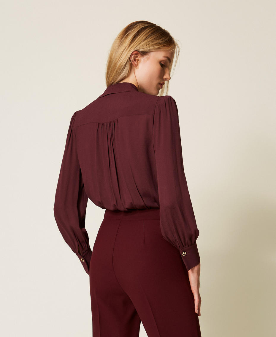 Body en crêpe de Chine avec fronces Violet « Winetasting » Femme 252TP2293_05609_03