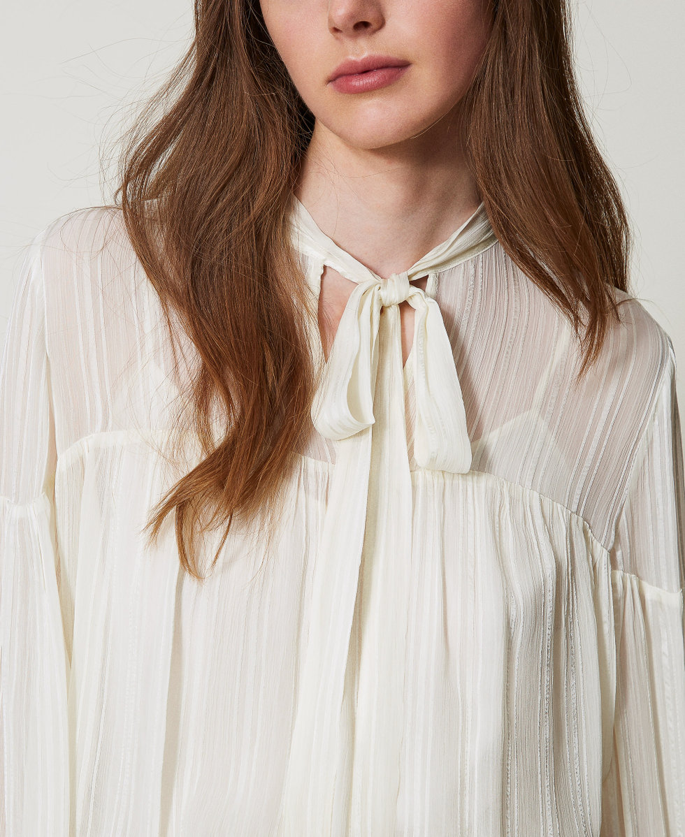 Striped jacquard blouse White Snow Woman 251TP2263_00282_04