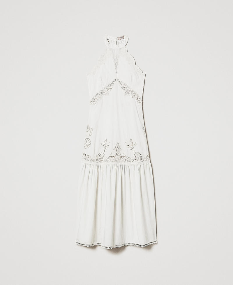 Long dress with embroidery Ivory Woman 251TT2161_00018_S0