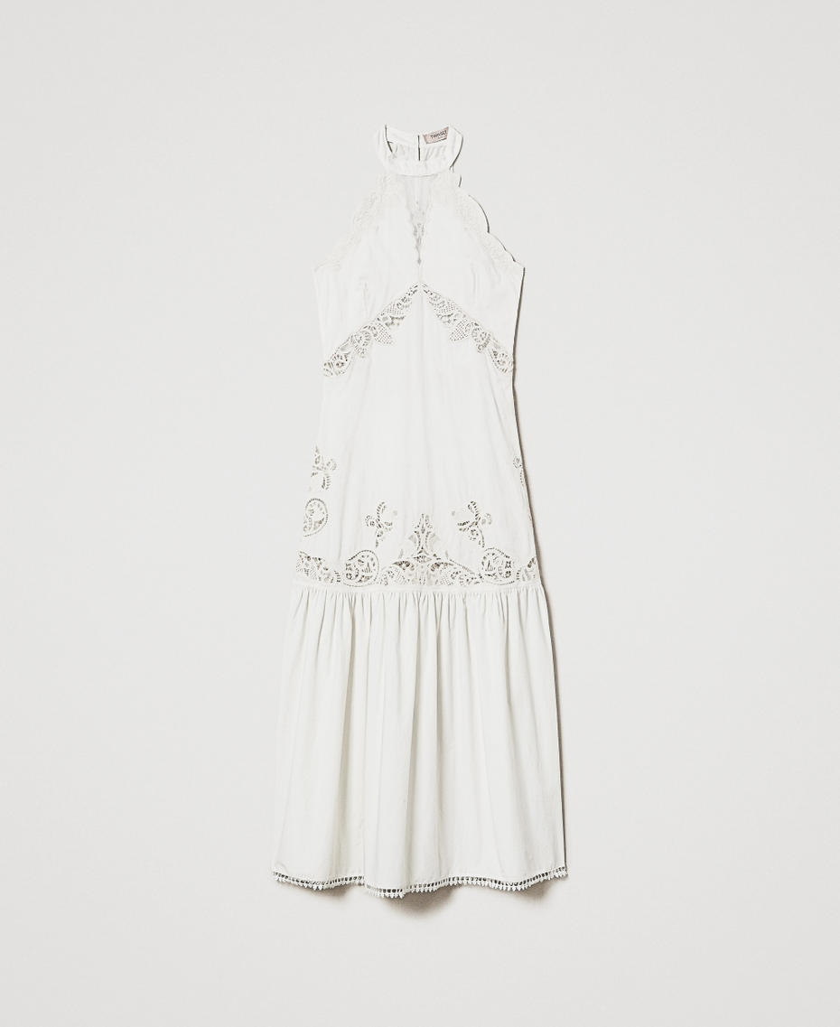 Long dress with embroidery Ivory Woman 251TT2161_00018_S0