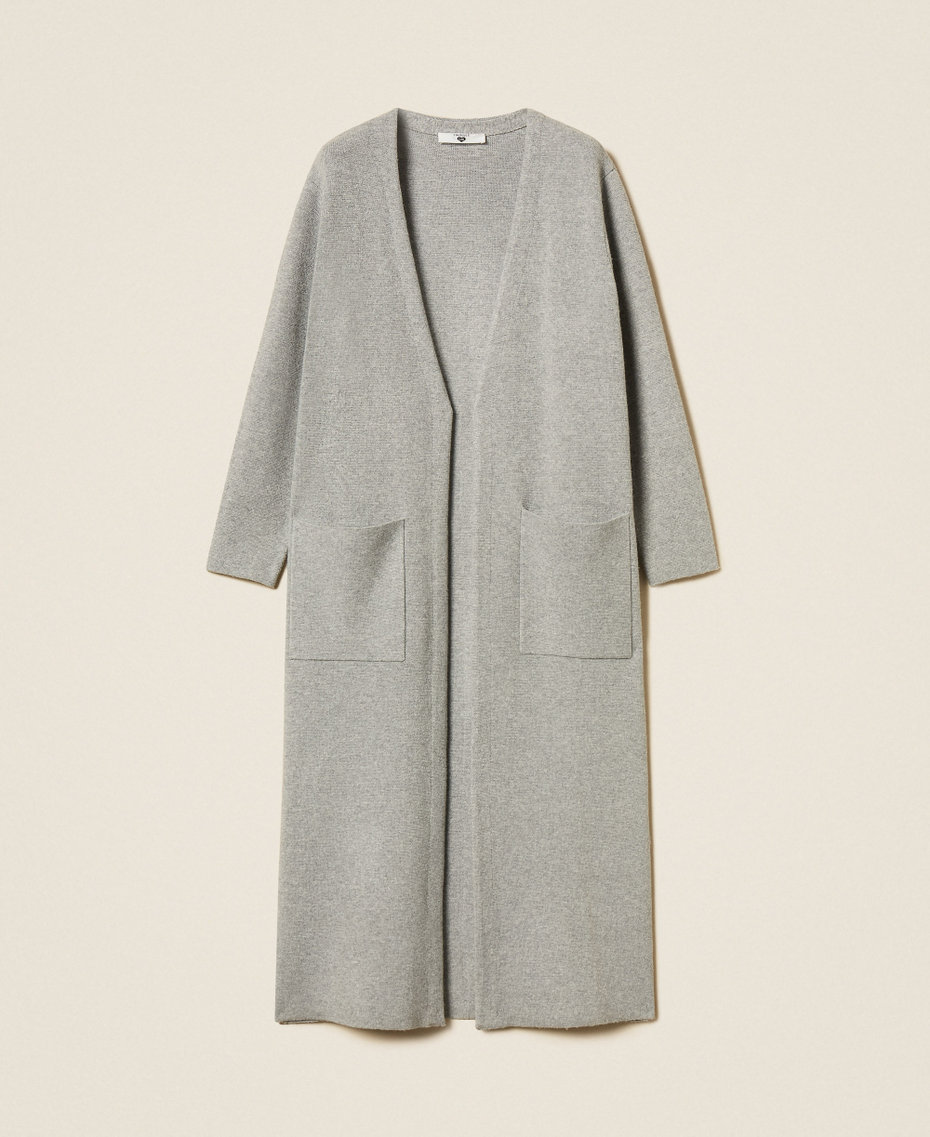 Maxi cardigan with pockets Light Grey Melange Woman 262LI3ABB_12837_S0