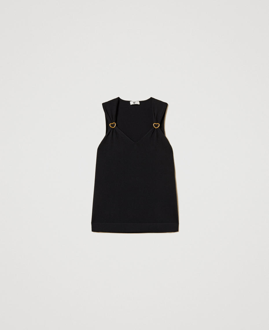  Knit top with heart sliders Black Woman 251LL3DAA_00006_S0