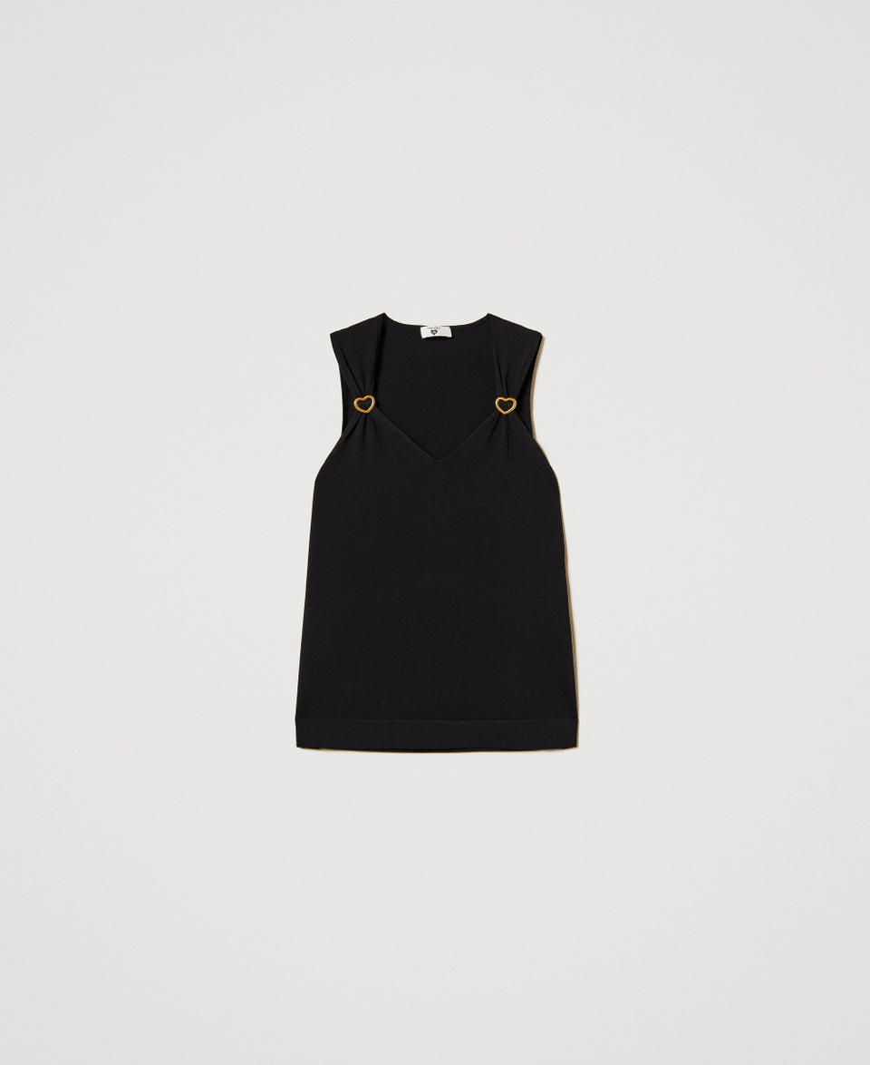  Knit top with heart sliders Black Woman 251LL3DAA_00006_S0