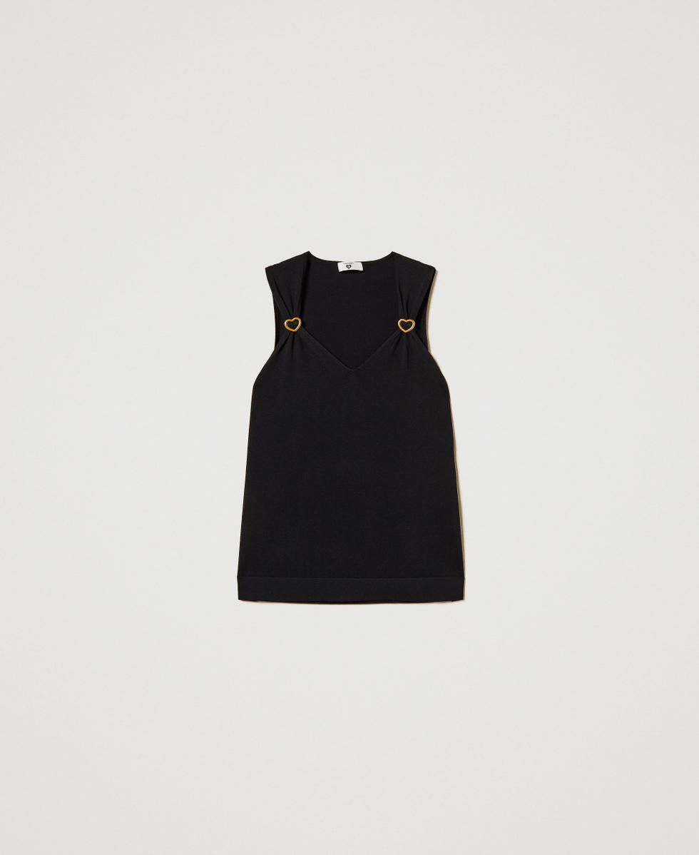  Knit top with heart sliders Black Woman 251LL3DAA_00006_S0