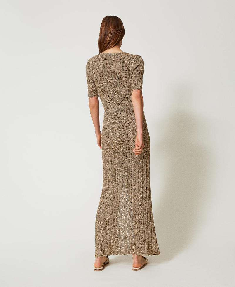 Long skirt in a lurex knit Golden Green Lurex Woman 251TT3192_12454_03
