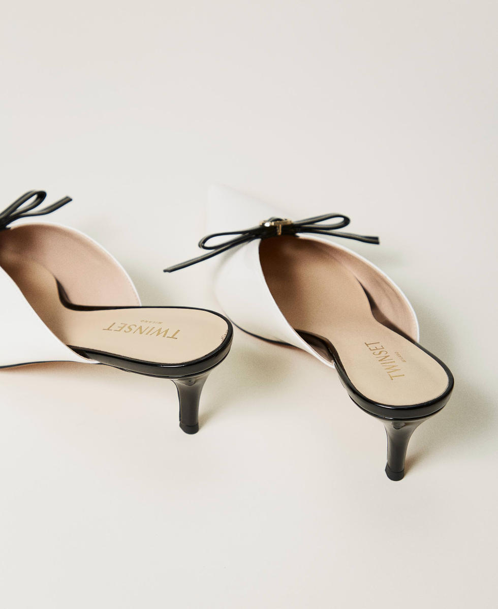 Scarpe mules in vernice Bicolor Bianco "Neve" / Nero Donna 251TCP074_02866_03