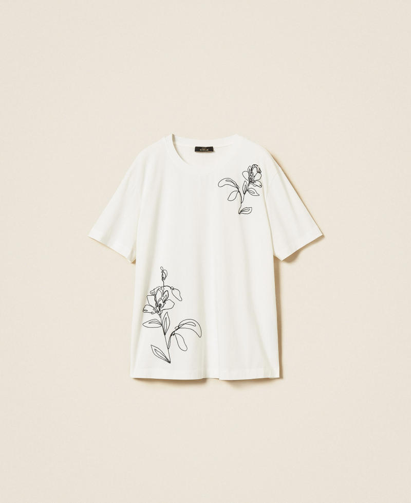 T-shirt con ricami floreali Off White Cuore Ricamo Nero Donna 262AP2481_14019_S0