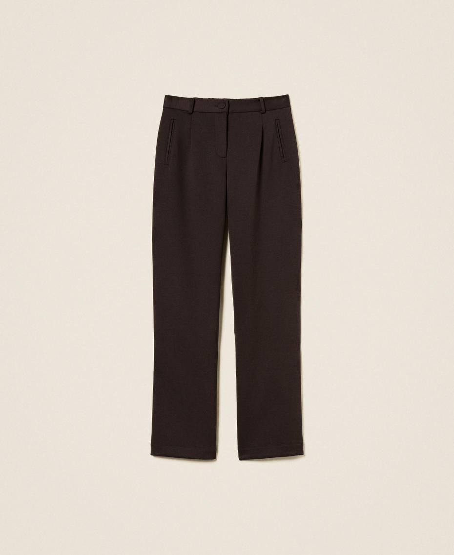 Wide scuba trousers Black Chocolate Woman 252LI2LCC_11054_S0