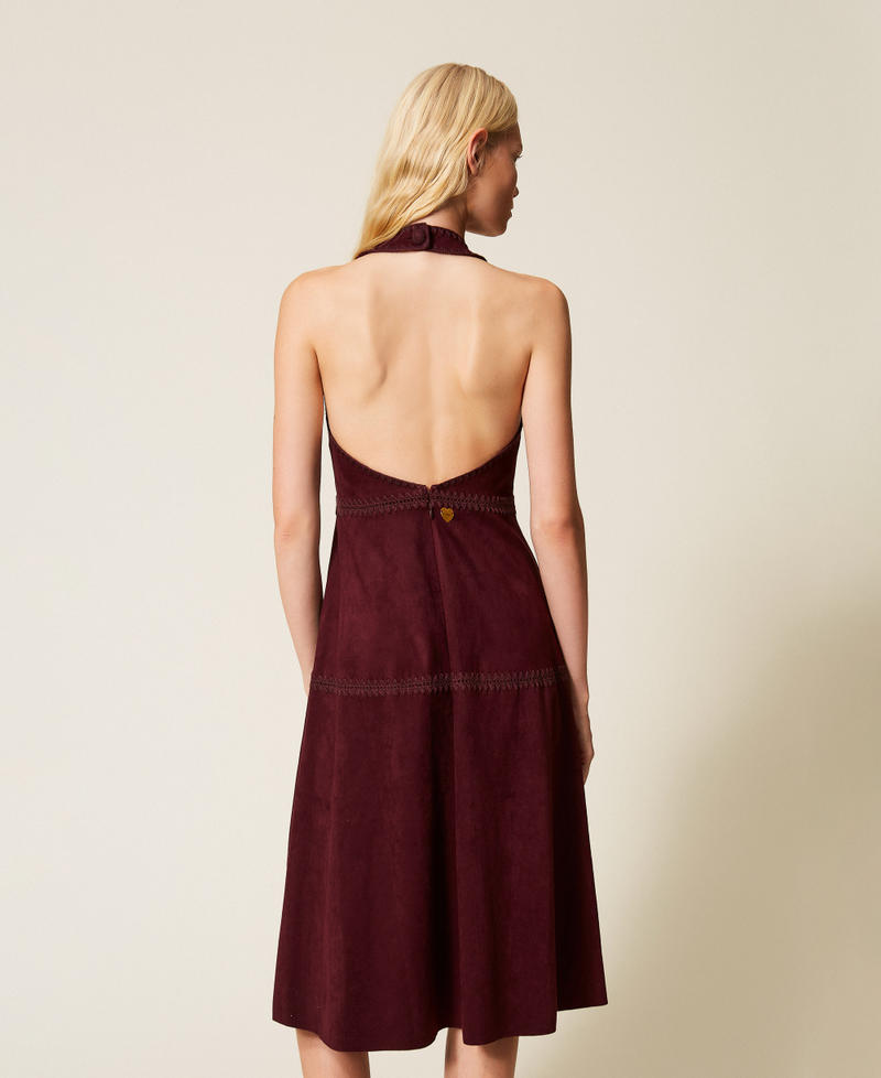 Midi suede dress with embroidery “Wine tasting” Purple Woman 261LB2MCC_05609_03