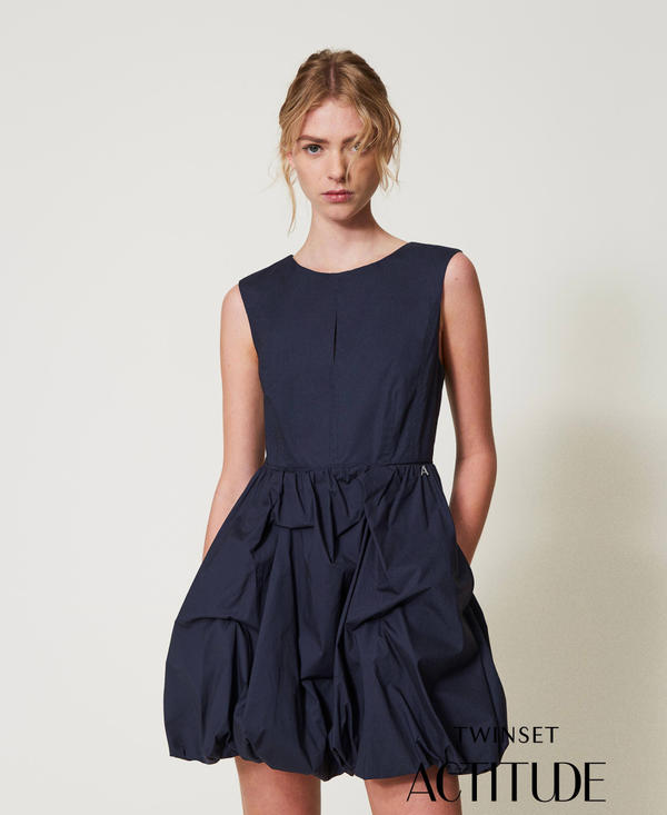Short poplin balloon dress