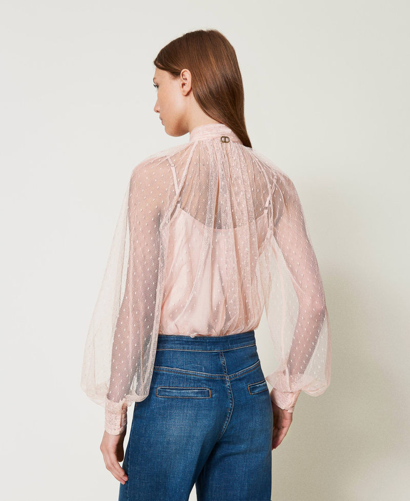 Tüllbluse mit Bindeschleife Cupcake Pink Frau 251TP2514_00178_03