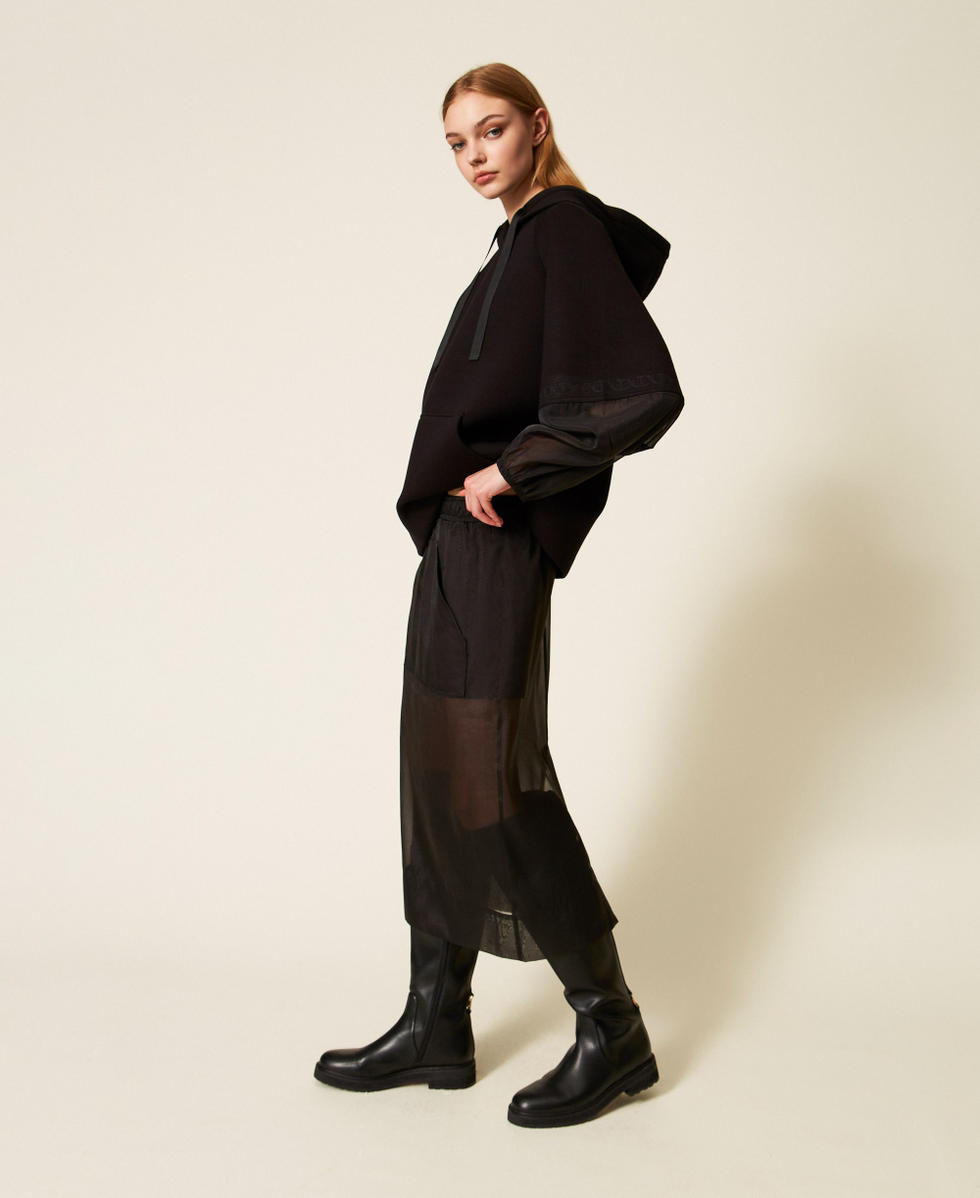Gonna longuette in organza Nero Donna 252TP2212_00006_02