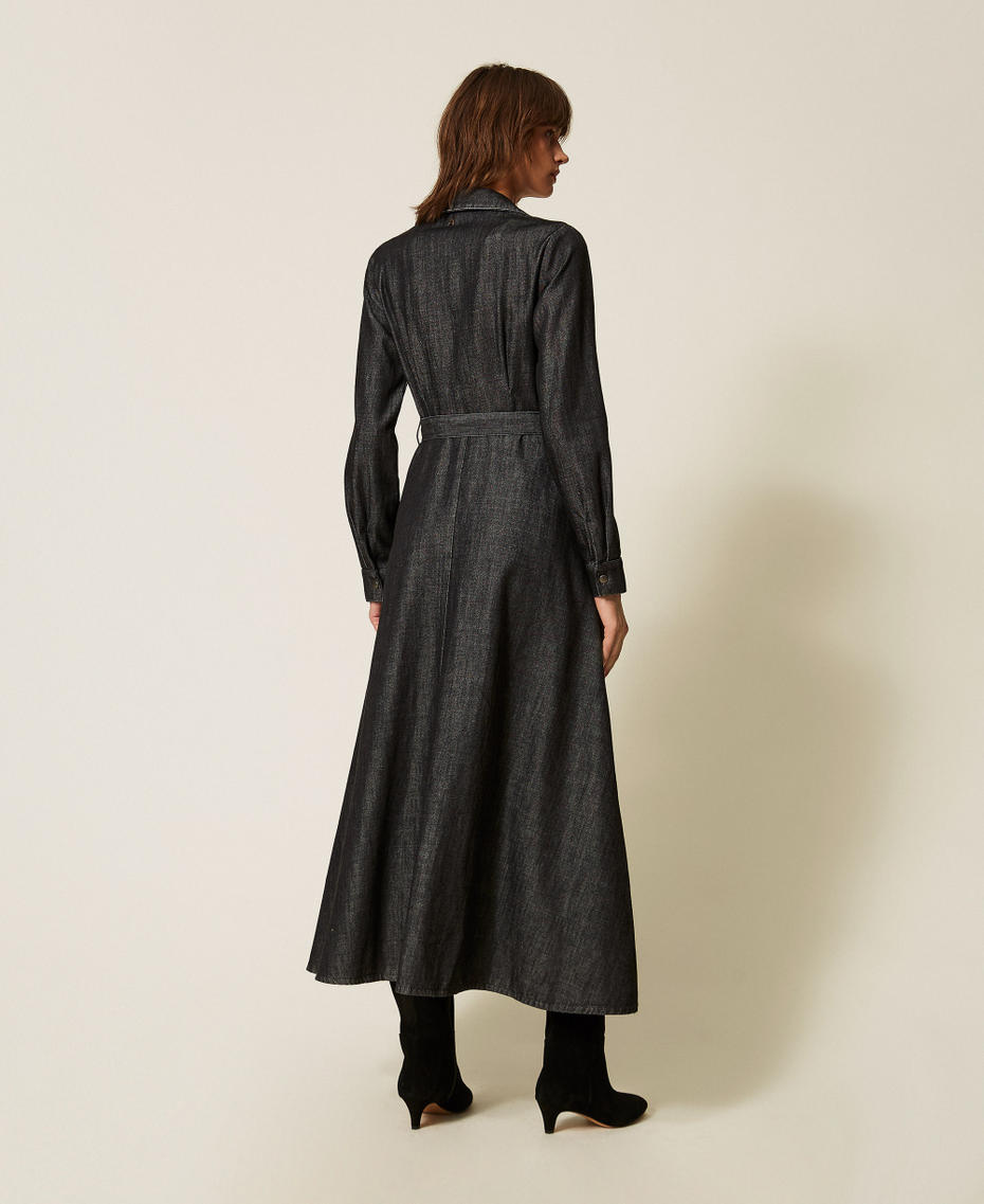Long flowing denim dress Black Denim Woman 262AP2060_01103_03