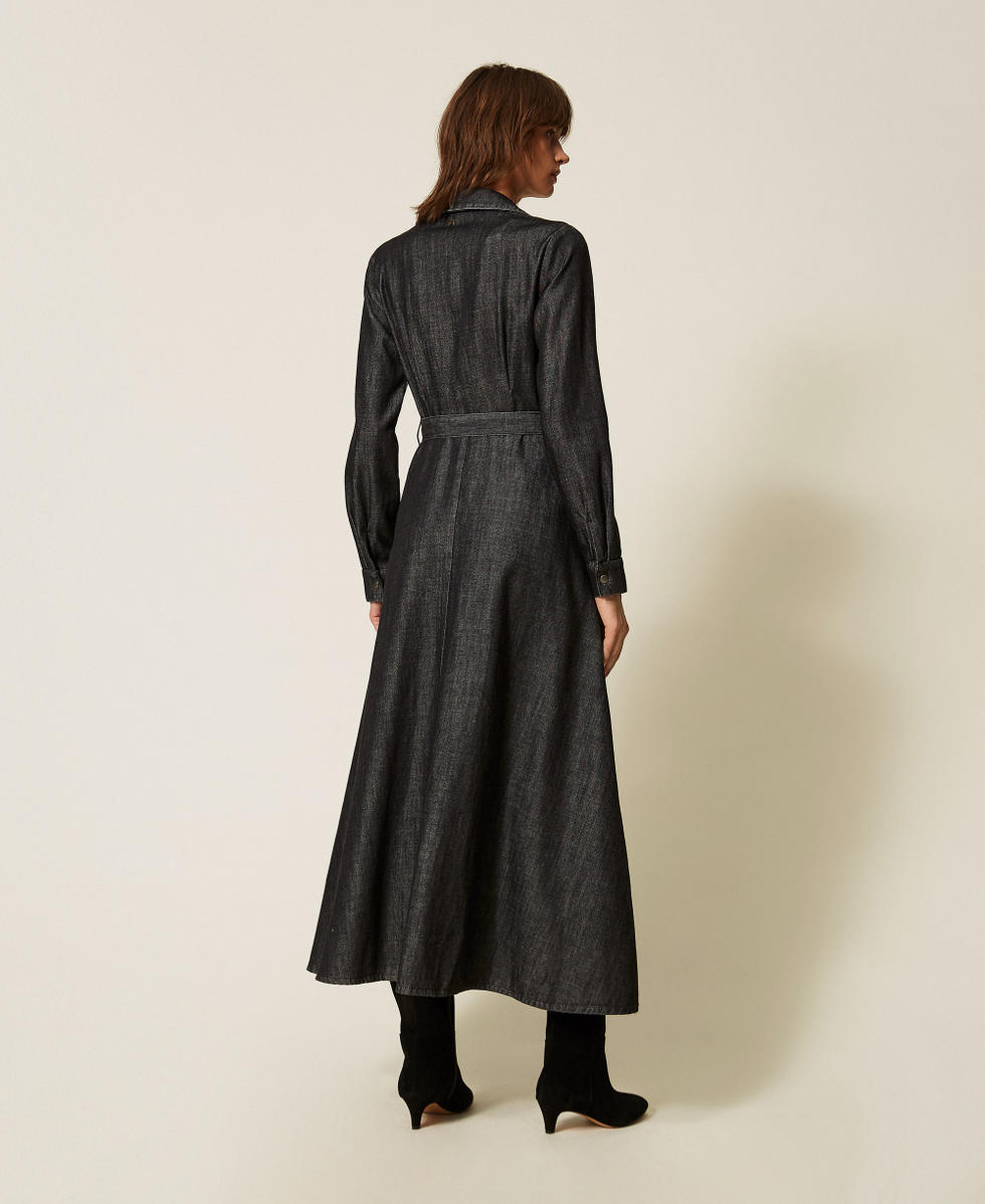 Long flowing denim dress Black Denim Woman 262AP2060_01103_03