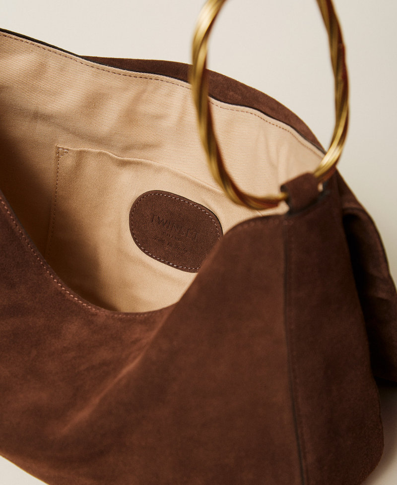 Borsa &lsquo;Liliane&rsquo; grande in suede Coffee Liqueur Donna 261TD8560_12110_04