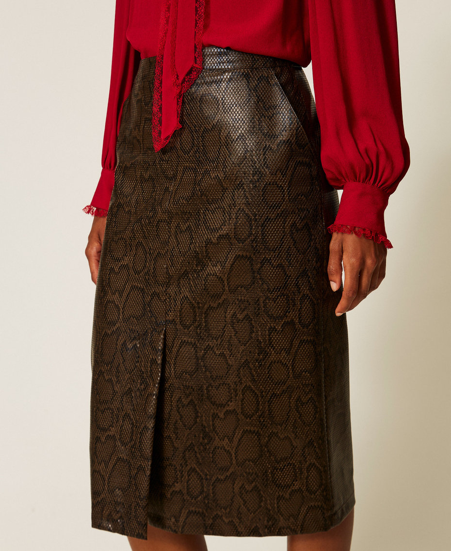 Python print midi skirt Brown/Black Python Print Woman 262TT2281_14058_04