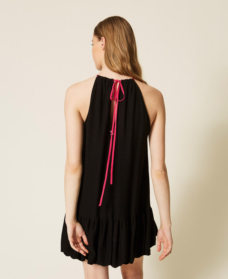 Robe courte MYFO en maille avec volant Noir Femme 261AQ3012_00006_03