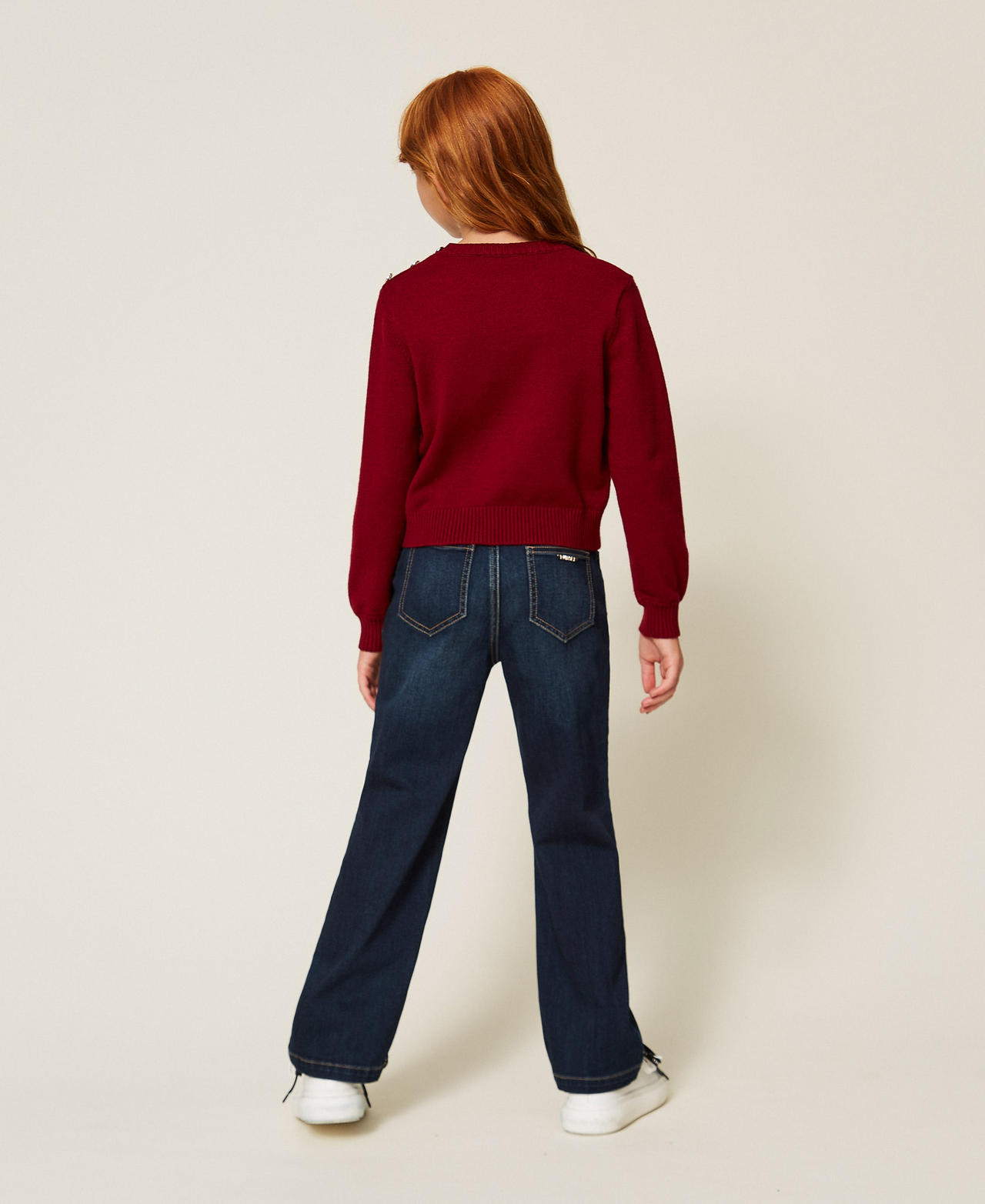 Sweter w paski z guzikami Red Ruby Dziewczynka 262GJ3031_13704_03