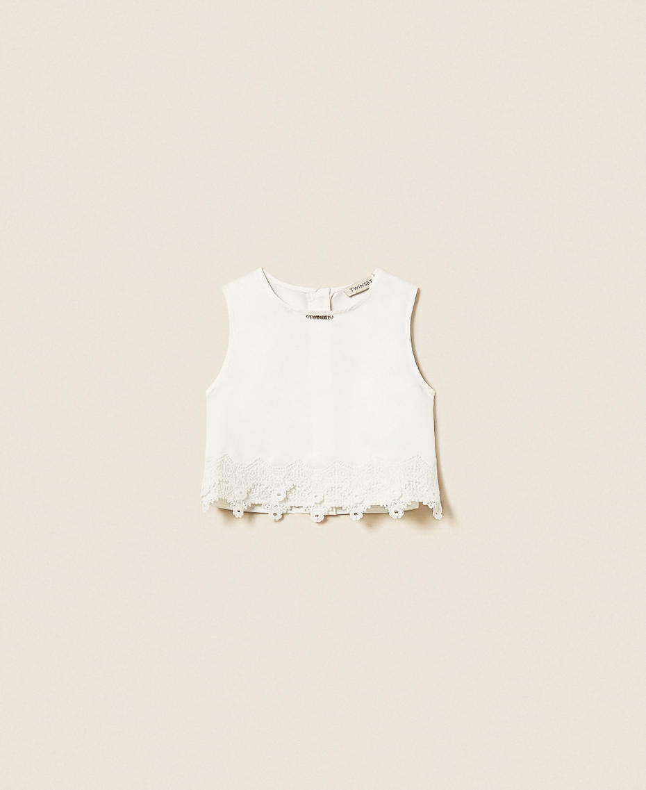 Girls&rsquo; cropped duchesse top Off White Girl 261GB2041_00526_S0