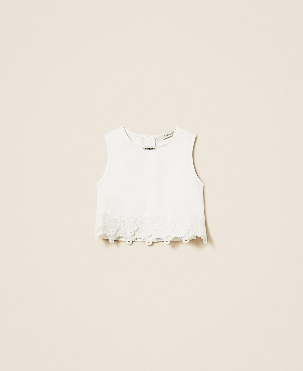 Girls&rsquo; cropped duchesse top Off White Girl 261GB2041_00526_S0
