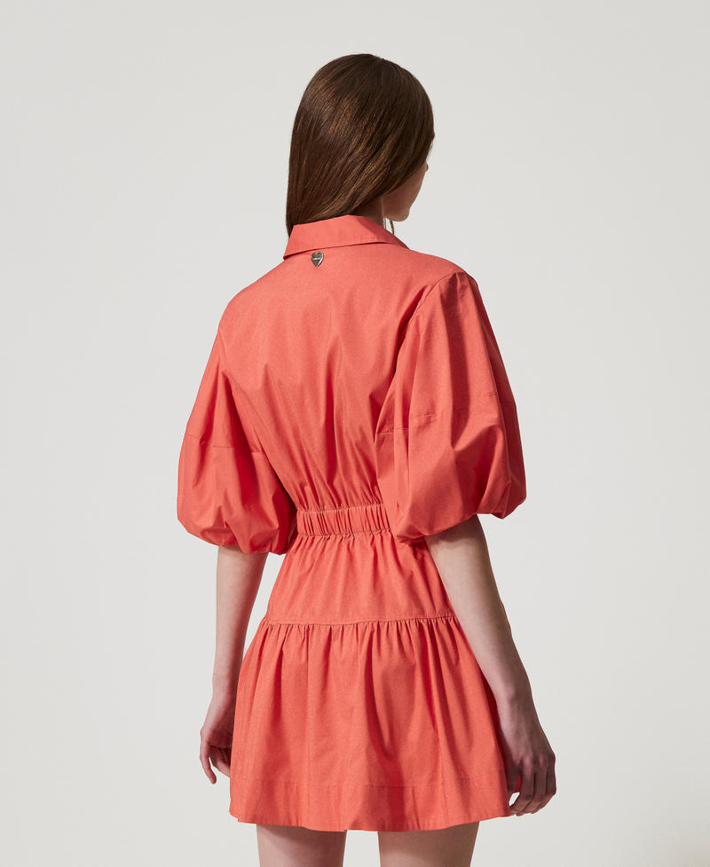 Short poplin shirt dress Coral Sunset Woman 251LM2KEE_12360_03
