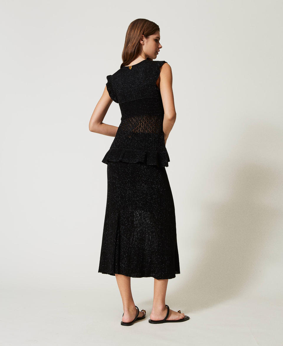Lurex knit midi skirt Black Woman 251LB3AAA_00006_03