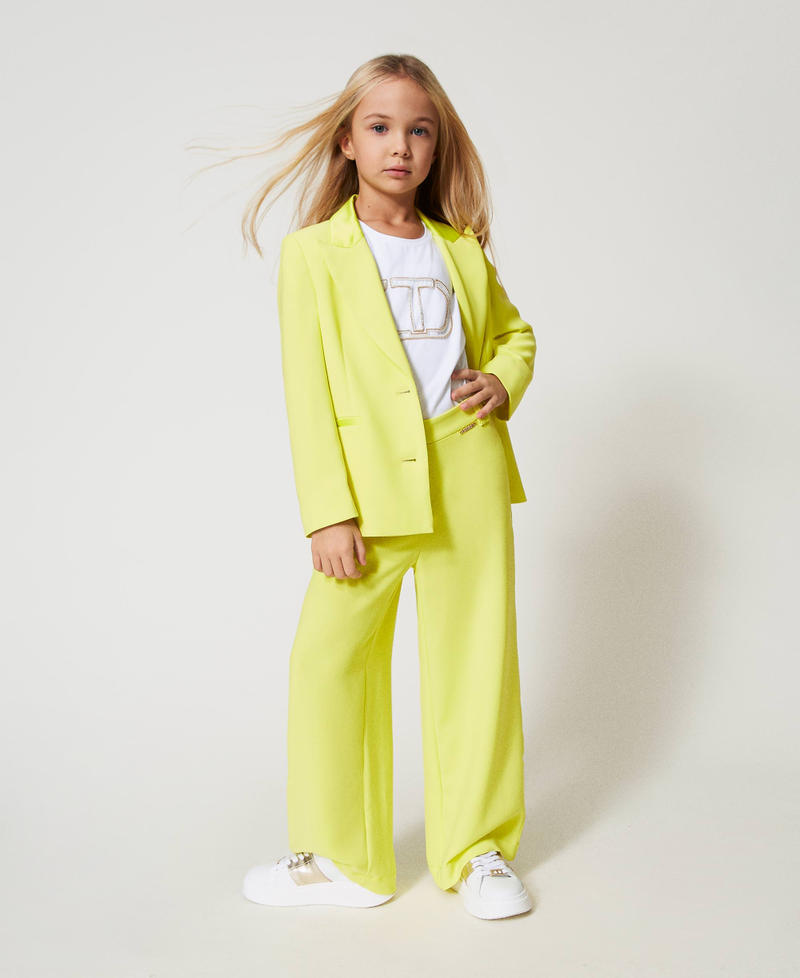 Crêpe and satin blazer Yellow Plum Girl 251GJ2QNA_12124_T0