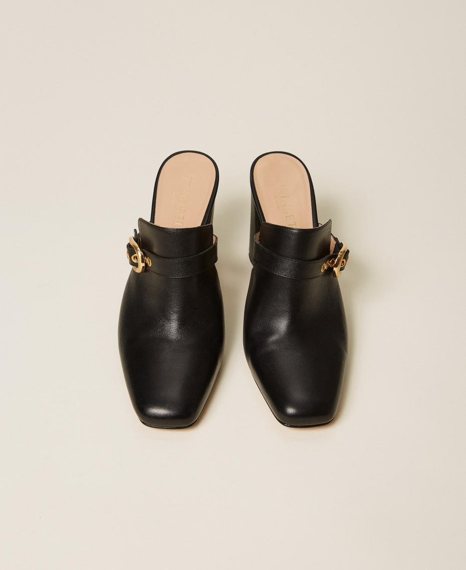 Leather mules with buckle Black Woman 261TCP090_00006_04