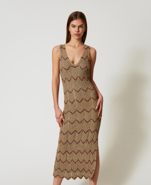 Robe midi en maille bicolore