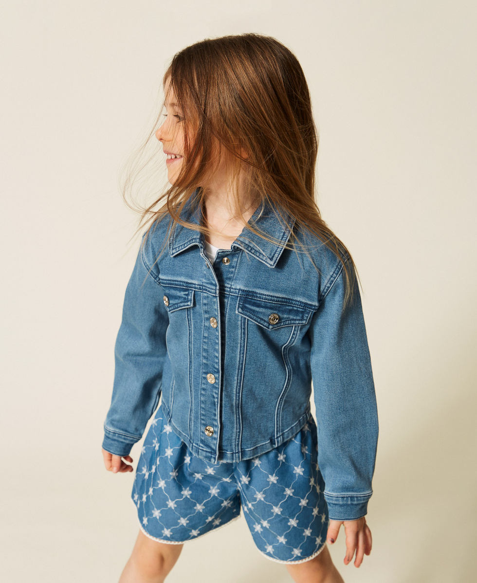 Blouson pour fille en jean Bleu Jean Moyen Fille 261GB2030_03451_01