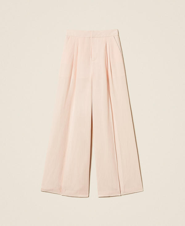 Linen blend wide leg trousers