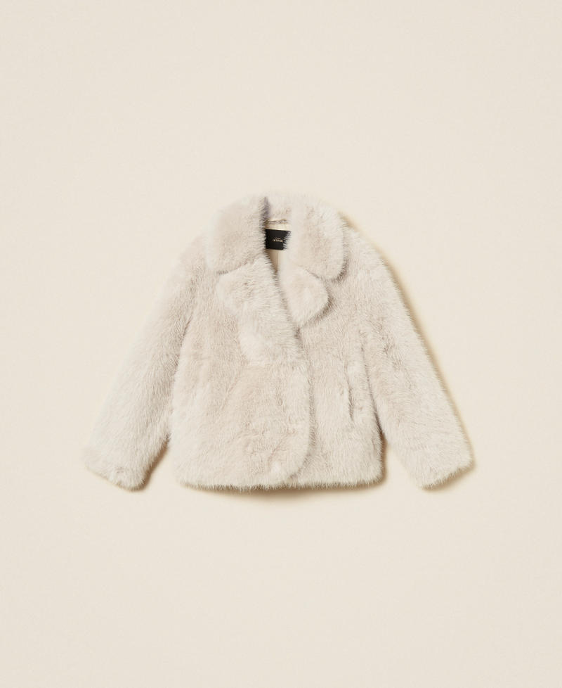 Short faux fur coat Soft Grey Woman 262AP2130_05710_S0