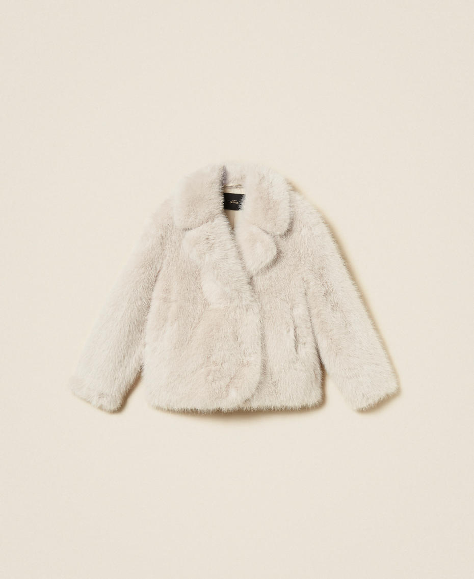 Short faux fur coat Soft Grey Woman 262AP2130_05710_S0
