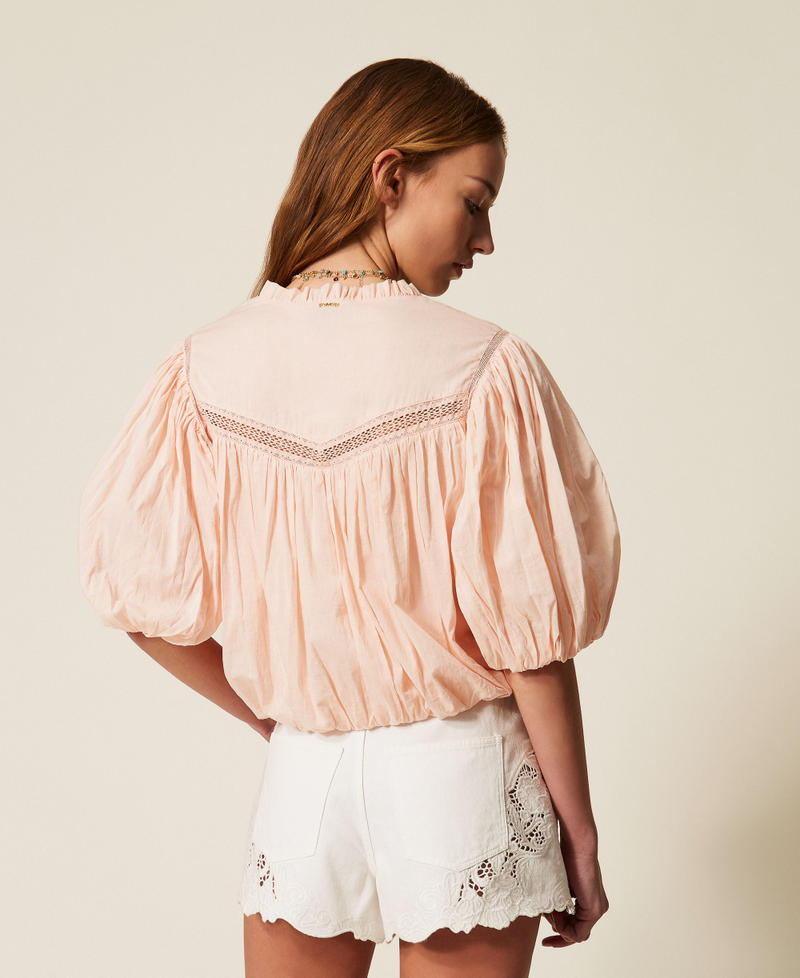 Muslin blouse with gathering Pearl Rose Woman 261TT2331_13144_03