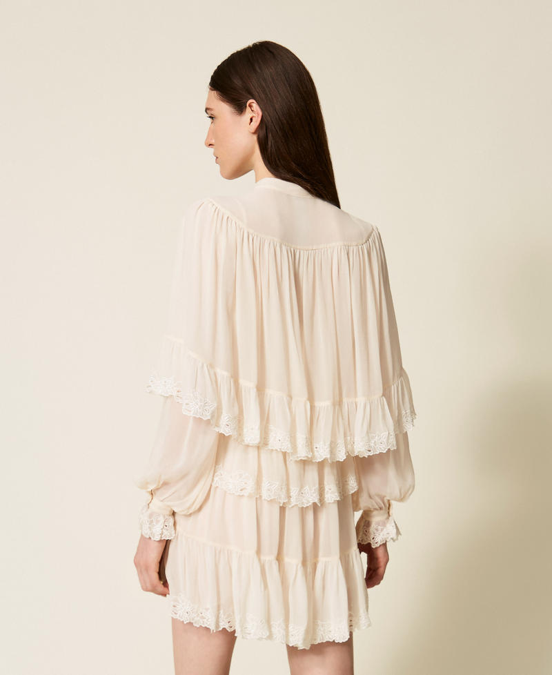 Vestido corto de georgette con bordado Nácar Mujer 252TS2296_00059_03