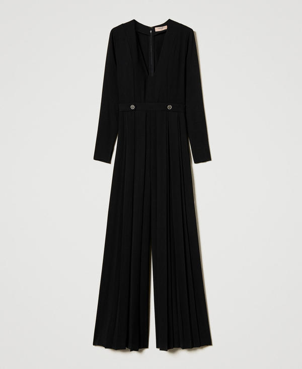 Combinaison en crêpe plissé avec boutons