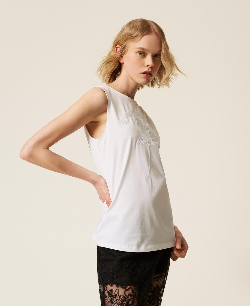 Top MYFO avec rose brod&eacute;e Blanc "Papers" Femme 261AQ2011_00840_02