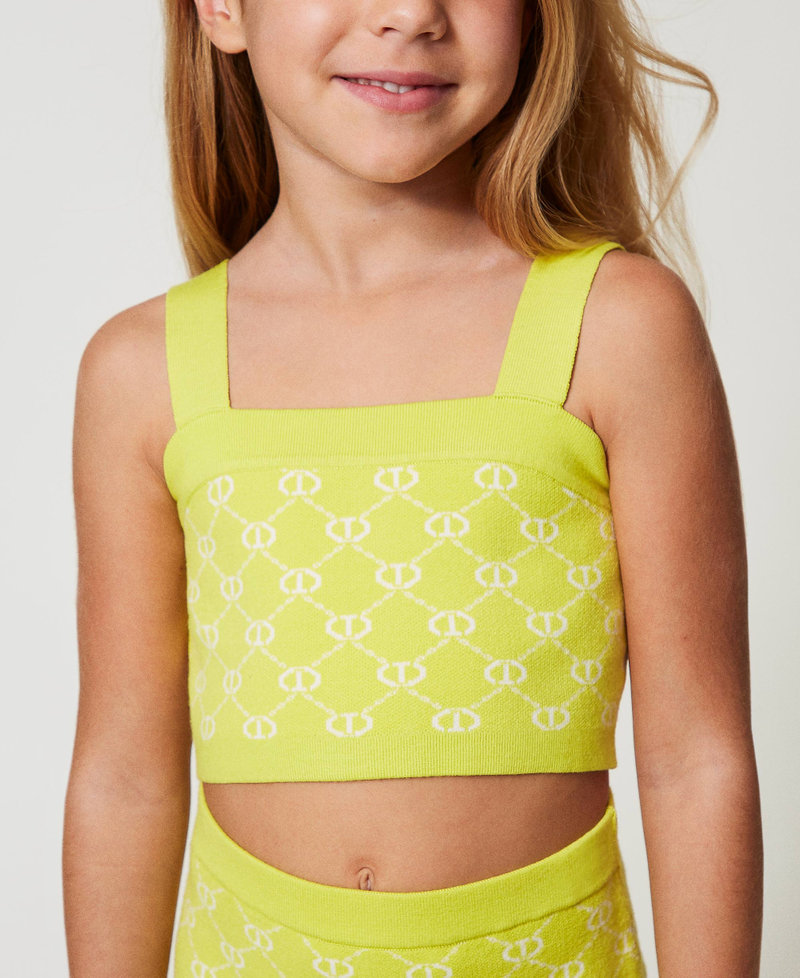 Knit top and skirt with jacquard Oval T Two-tone Yellow Plum/Ice Girl 251GJ3QX4_12190_04