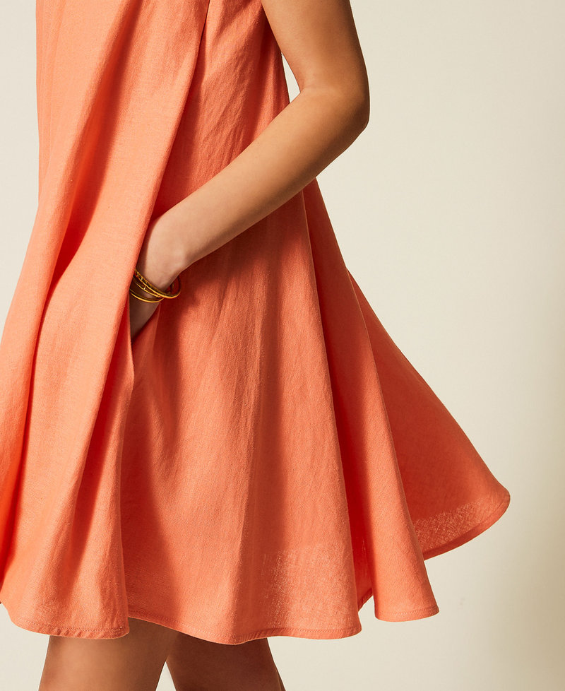 Short linen blend dress Peach Amber Woman 261TF2101_13417_04