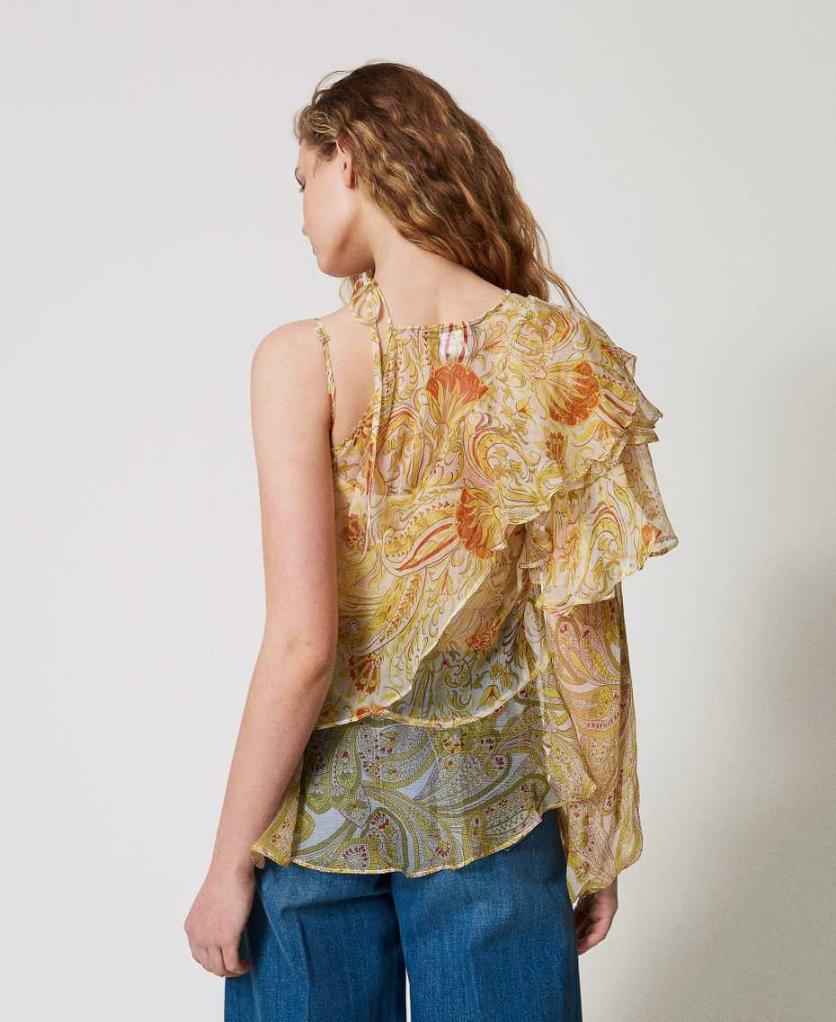 Bluse „Salina“ aus Seidenkrepon Paisleymuster-Printmix Passionsfrucht Frau 251TS2183_12587_04