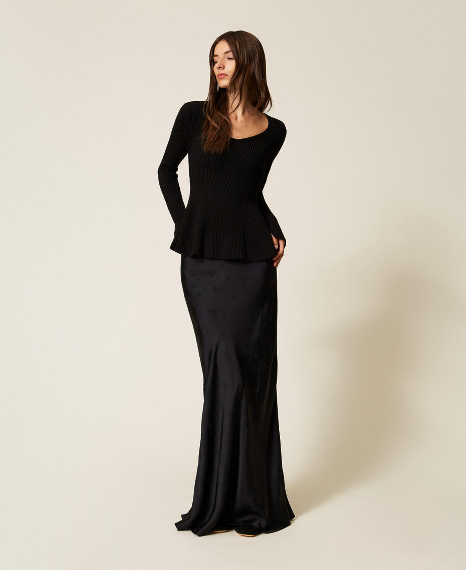 Fitted ribbed jumper Black Woman 252TT3141_00006_T0