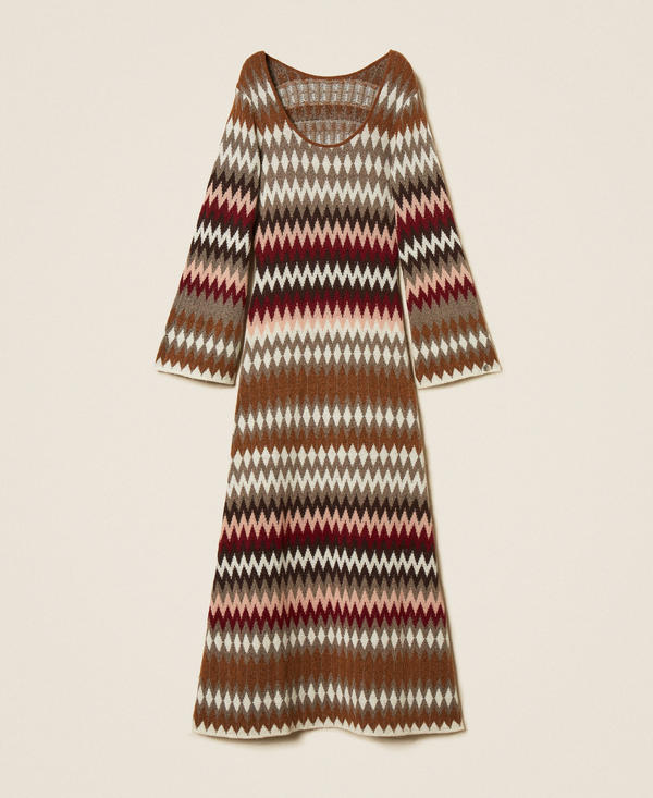 2-in-1-Maxistrickkleid mit Jacquard-Verarbeitung